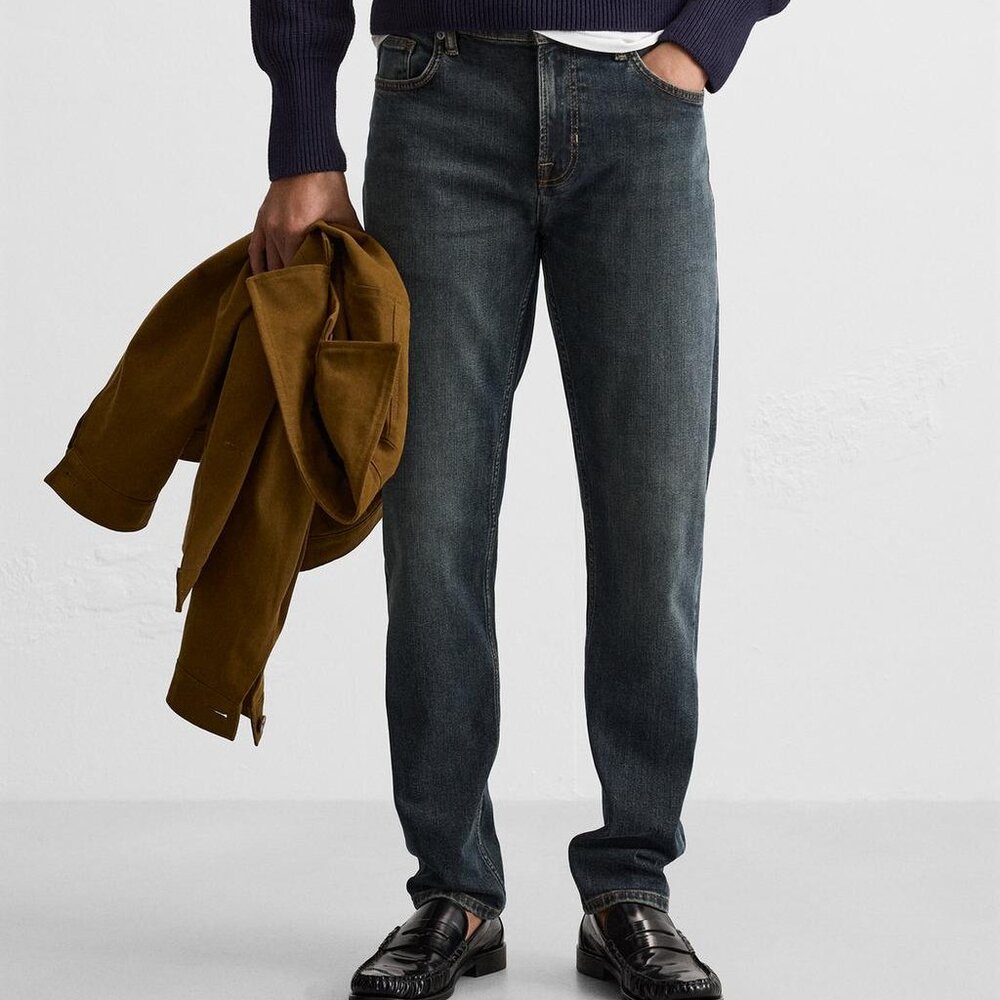 Zara Men's Slim Fit Denim Jean Pants (Blue) [Size 30 / Small]